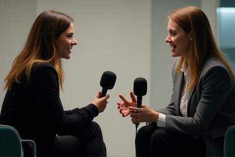 Two people conducting an interview